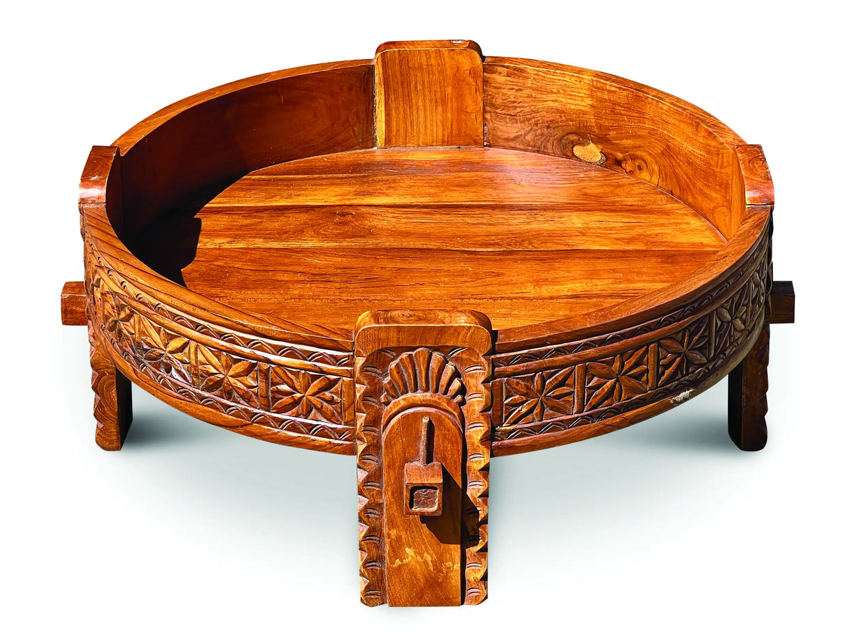 TEAK SEED GRINDER TABLE LARGE 70CM