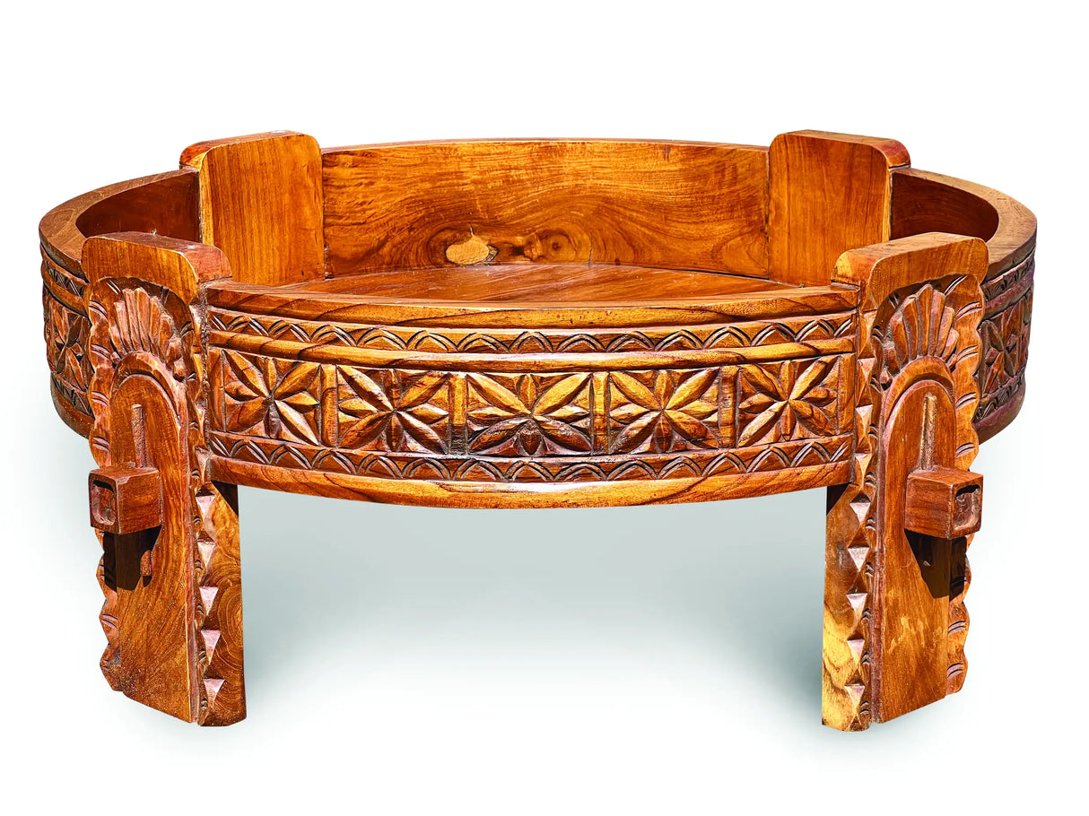 TEAK SEED GRINDER TABLE LARGE 70CM