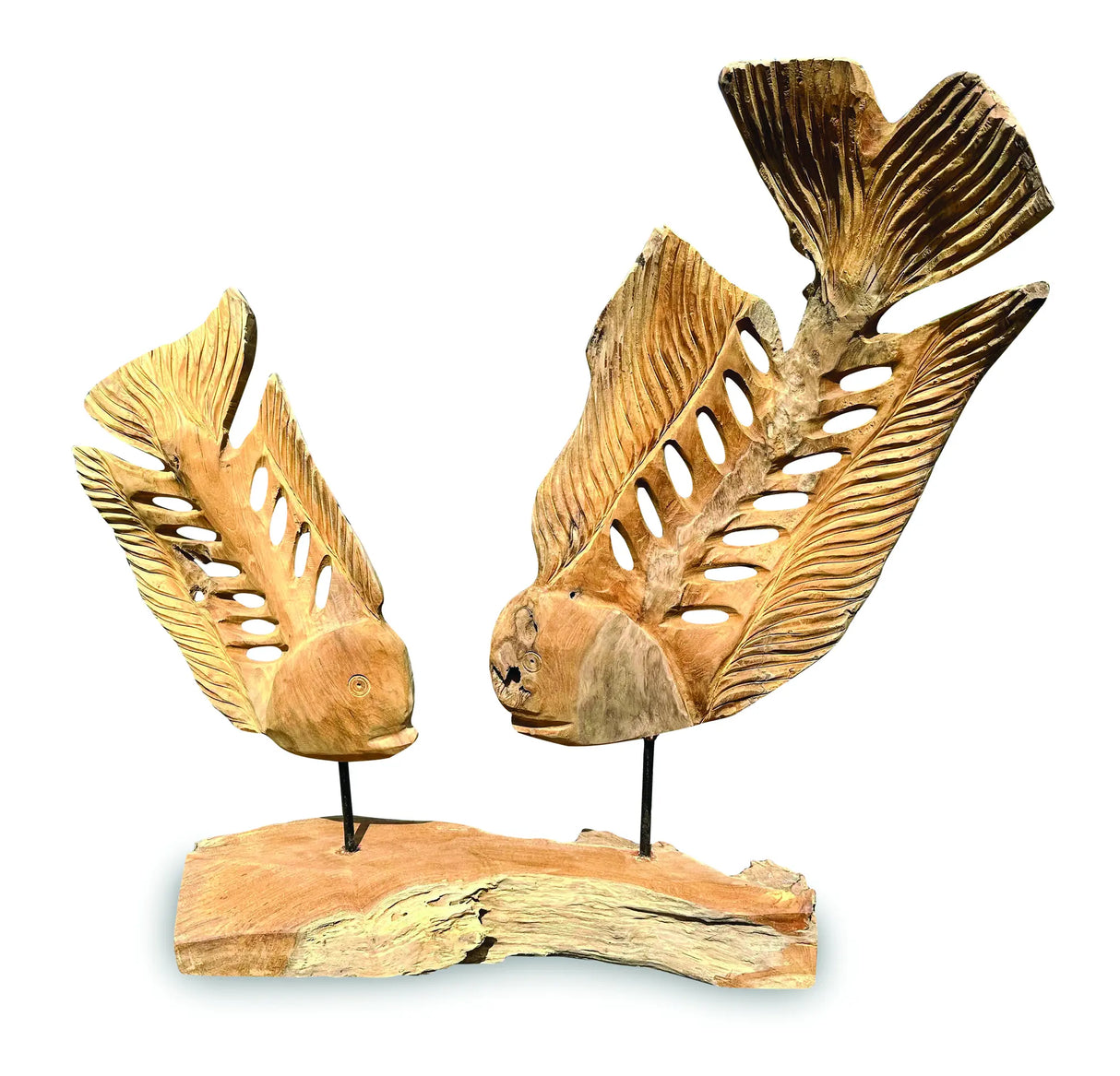 DOUBLE FISH SKELETON SCULPTURE ON STAND LARGE