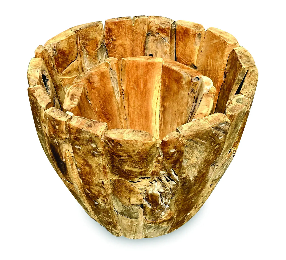 SET OF 2 GARDEN TEAK ROUND PLANTERS 60x50 & 40x35