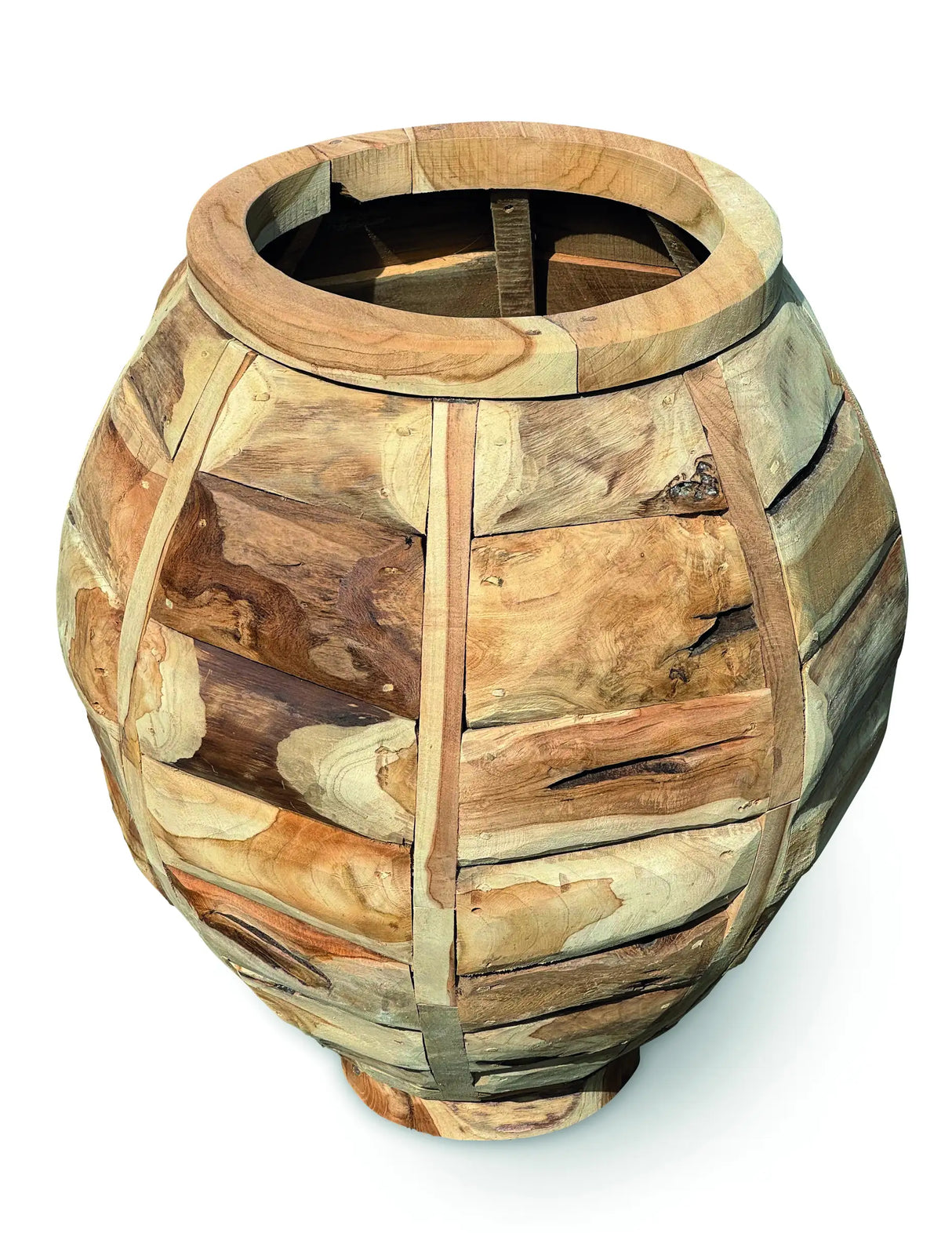 TEAK GIANT RUSTIC GARDEN VASE 80CM HIGH