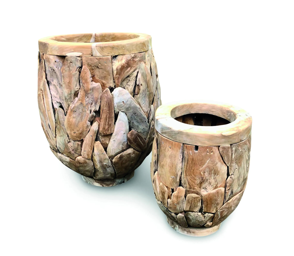 Teak Root Garden Planter Pots Set of 2