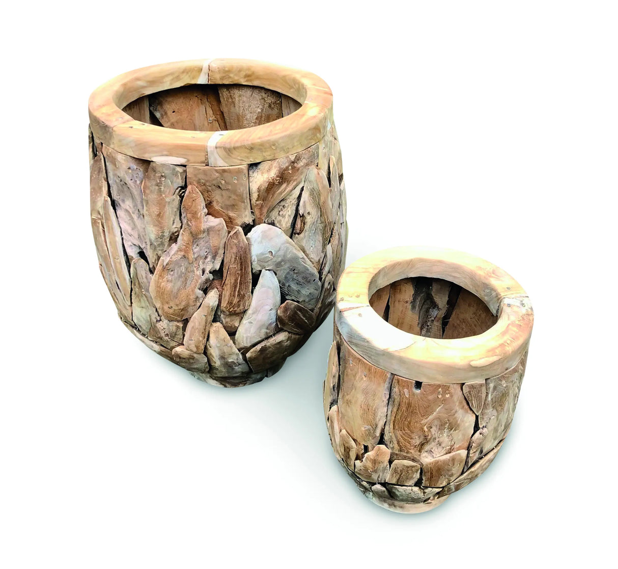 Teak Root Garden Planter Pots Set of 2