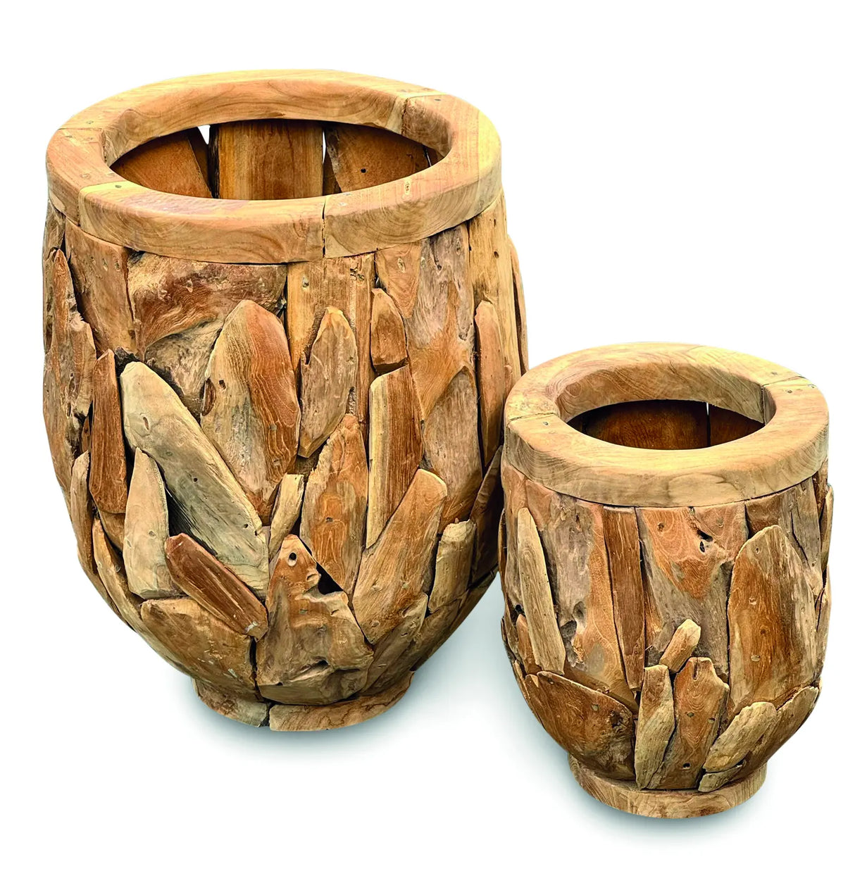 Teak Root Garden Planter Pots Set of 2
