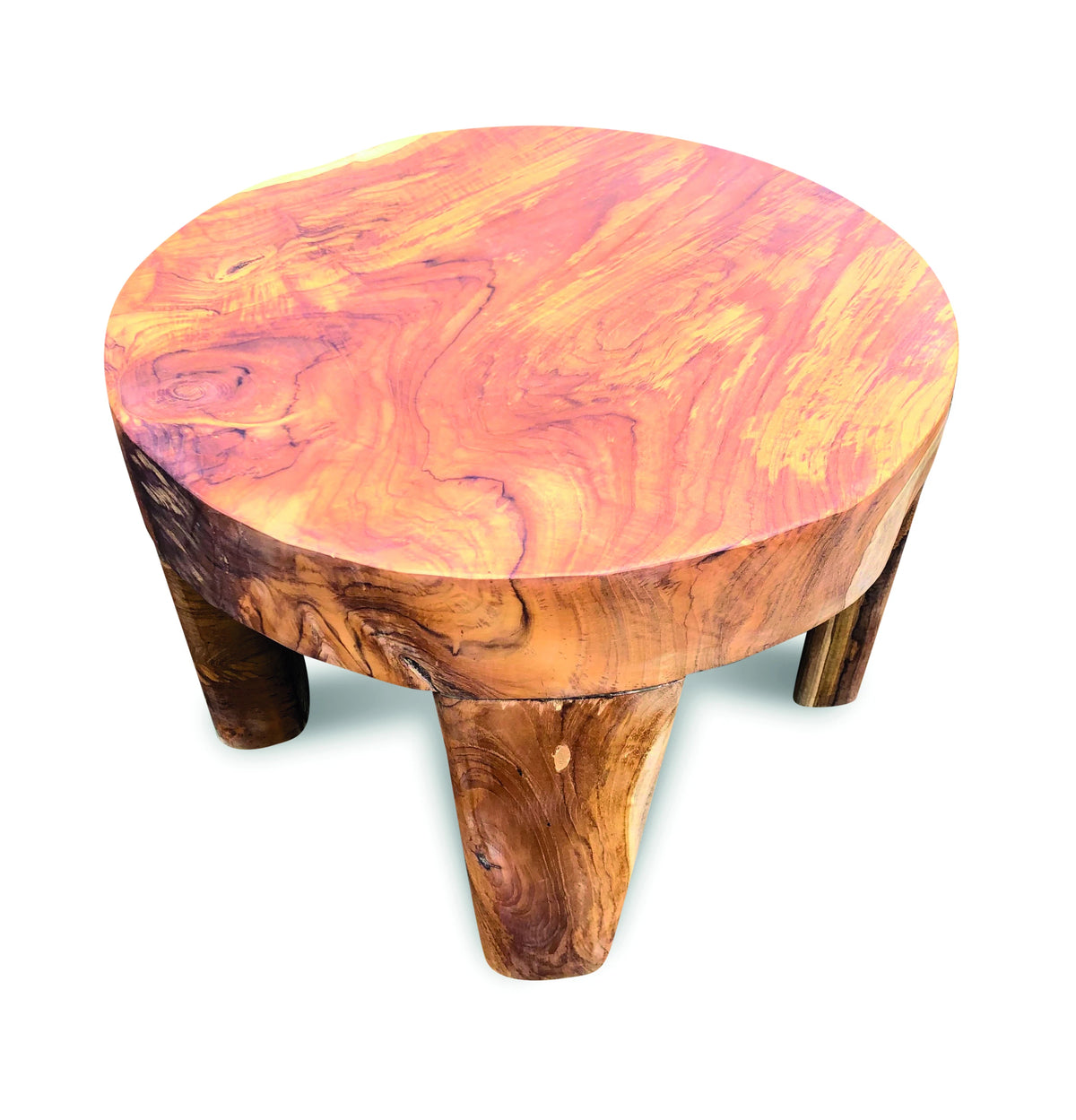 Solid Teak Round Low Table 4 Legs H35cm