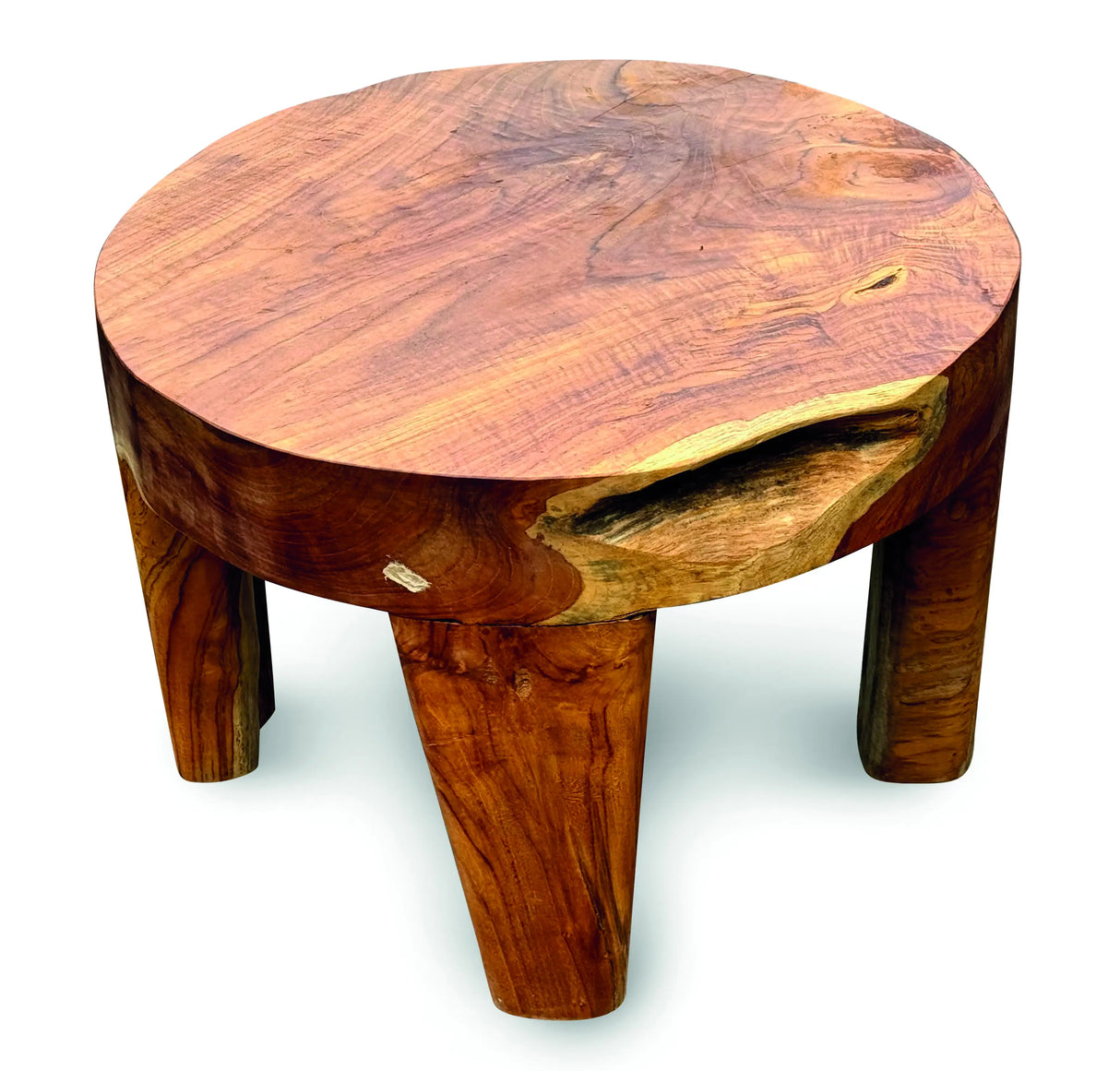 Solid Teak Round Low Table 4 Legs 50 cm Diameter x 35cm high.