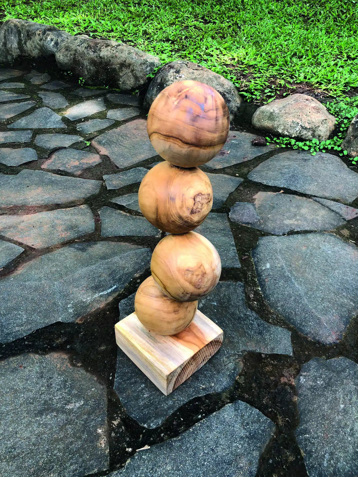 Teak 4 Ball Sculpture 45cm