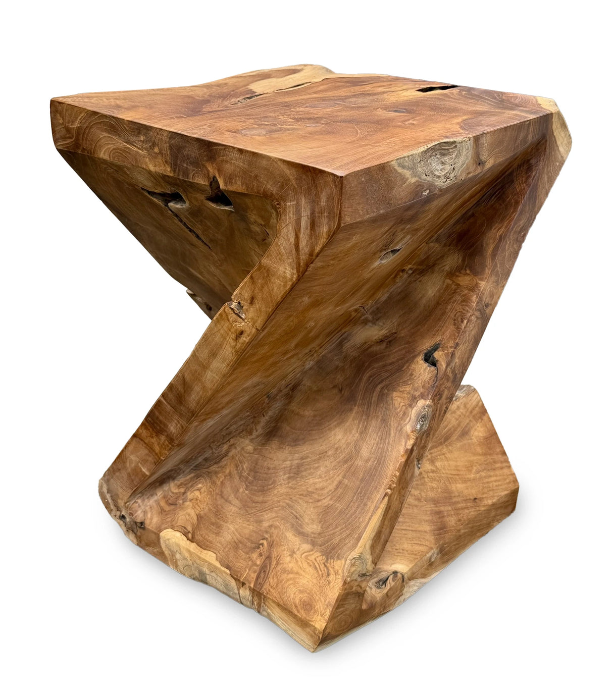 Solid Teak Z Twist Stool 40cm