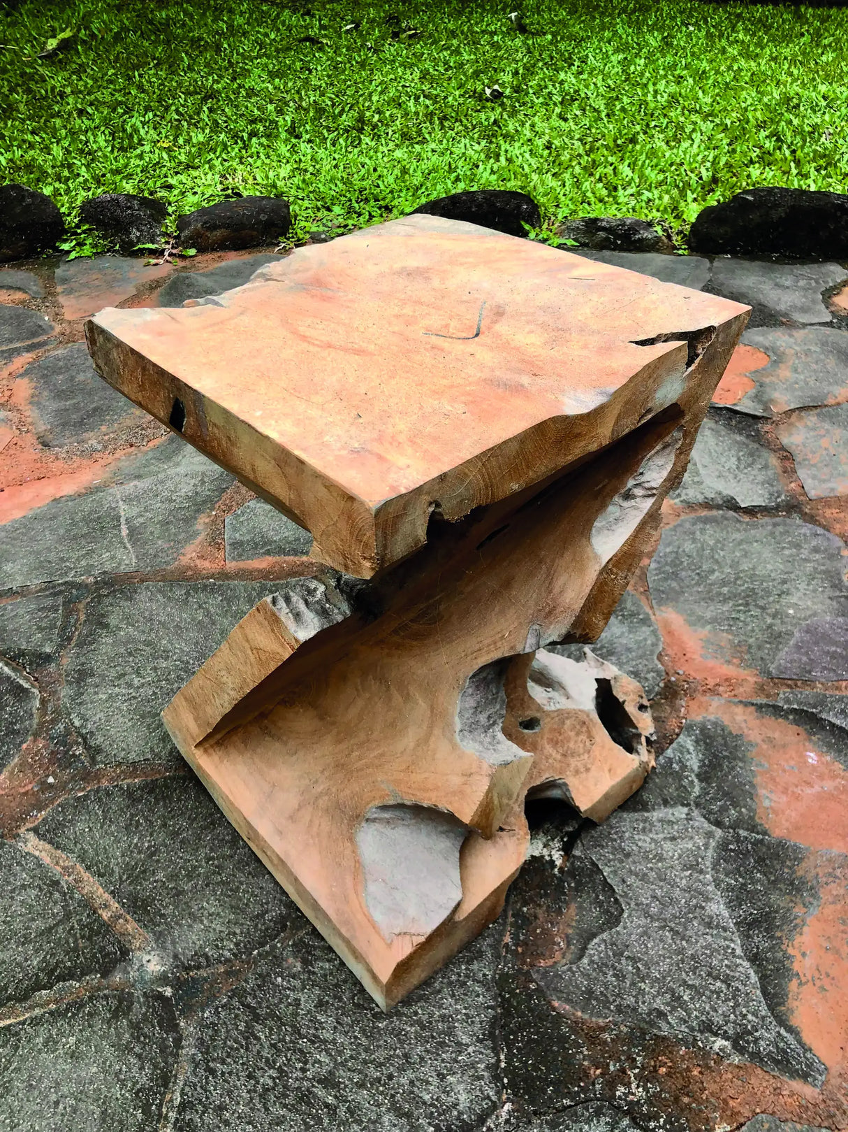 Solid Teak Z Twist Stool 40 cm