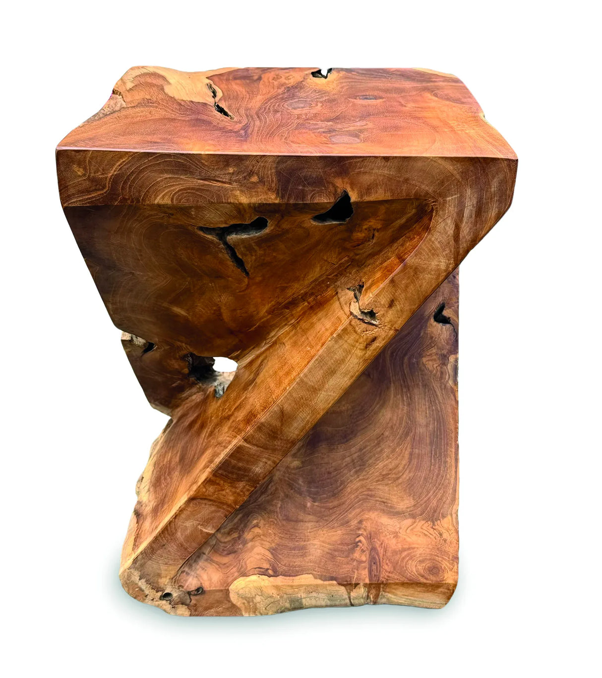 Solid Teak Z Twist Stool 40 cm