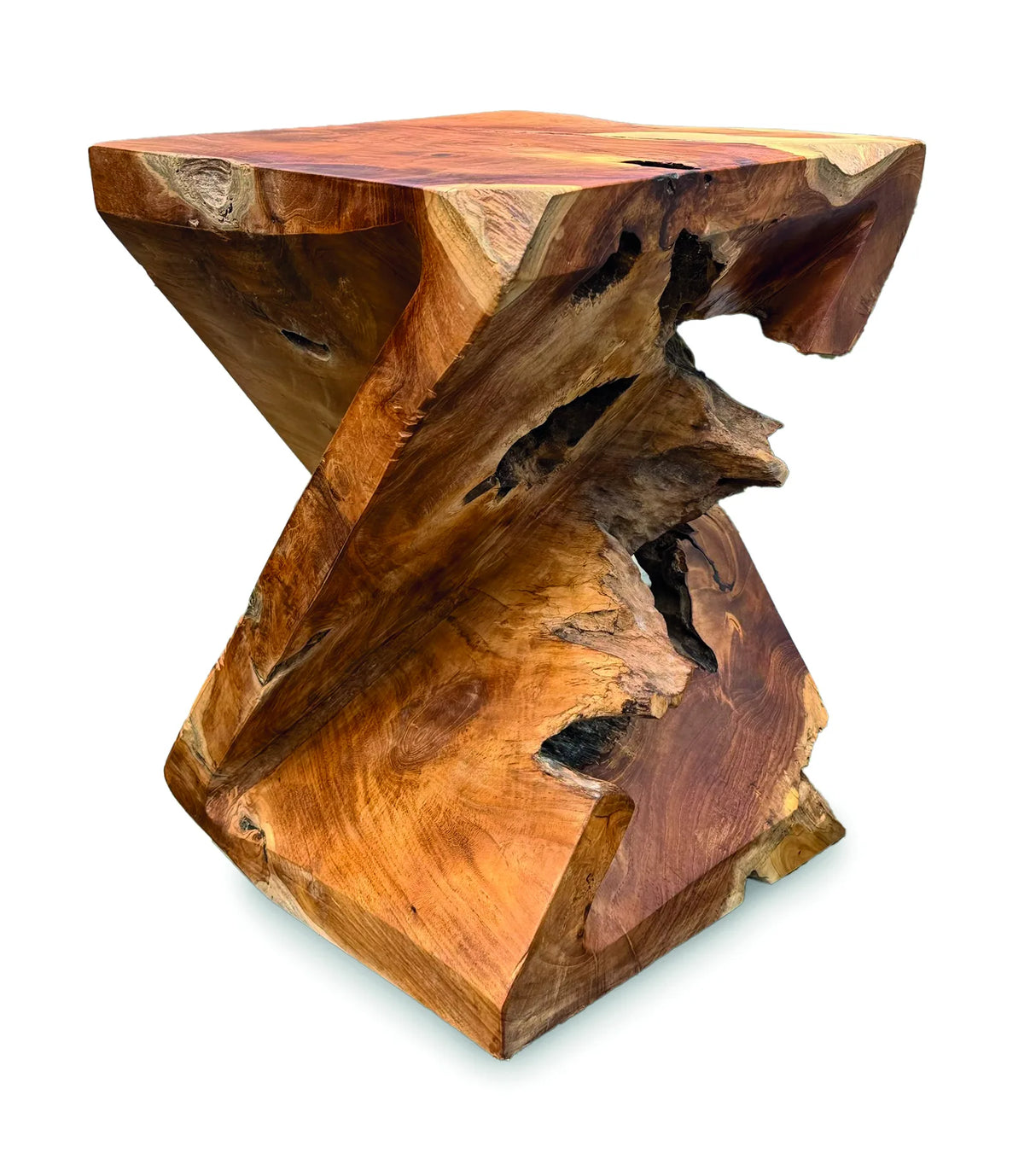 Solid Teak Z Twist Stool 40 cm