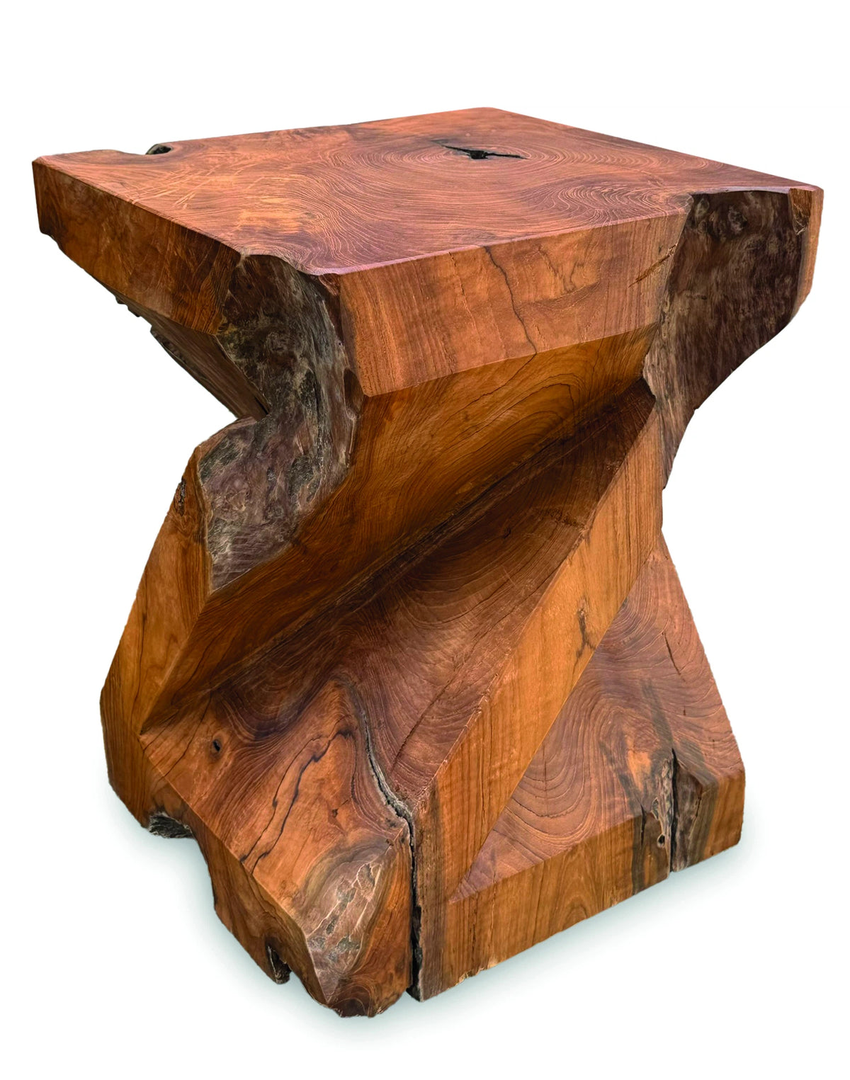 Solid Teak Z Twist Stool 40cm