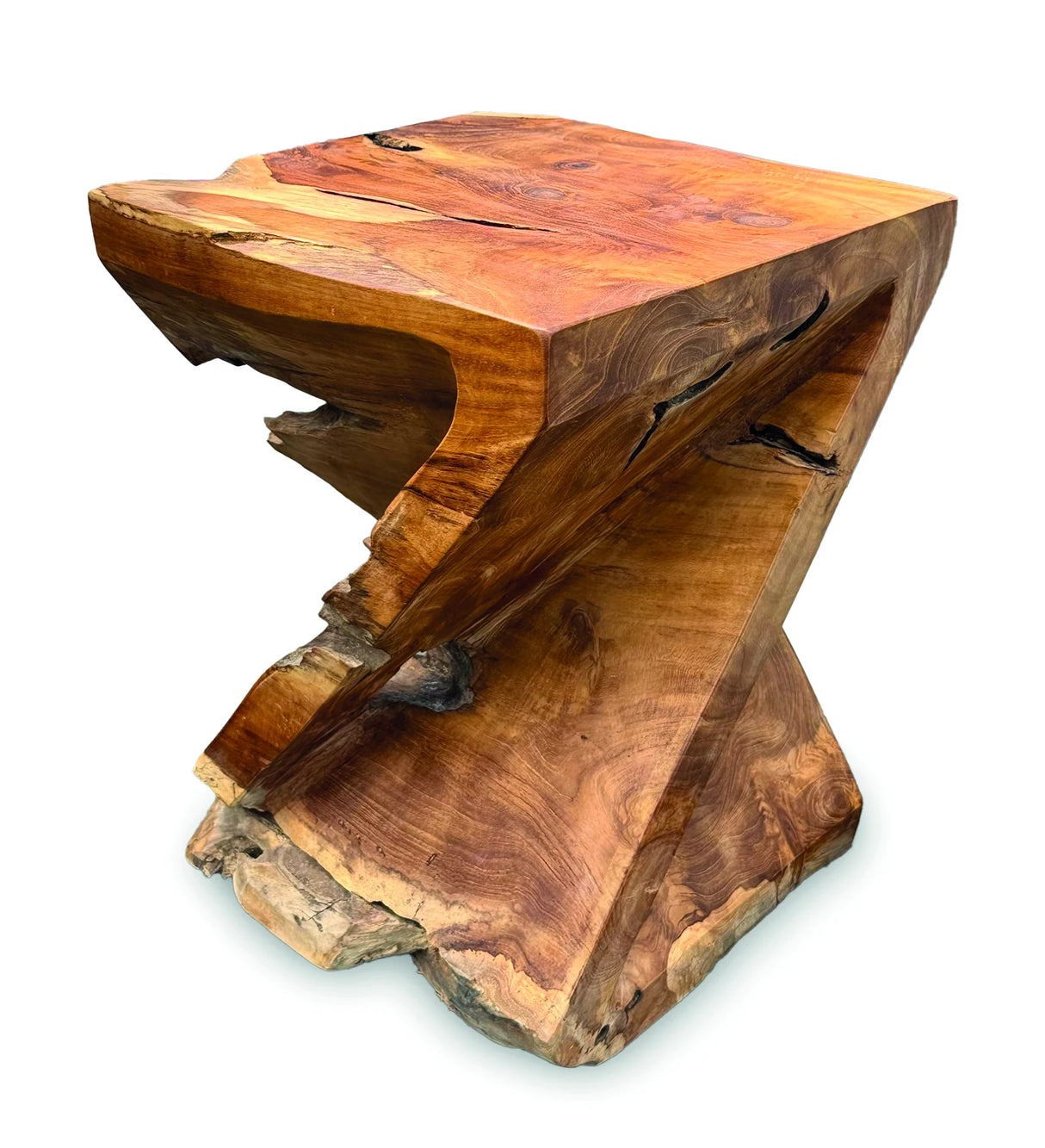 Solid Teak Z Twist Stool 40 cm