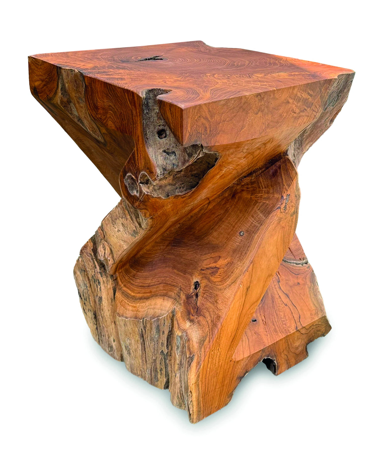 Solid Teak Z Twist Stool 40cm