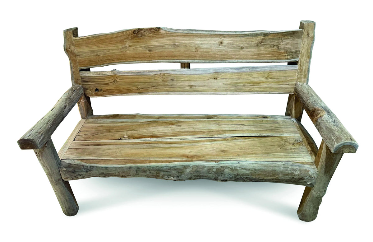 Rustic Solid Teak Chunky Garden Bench 170cm