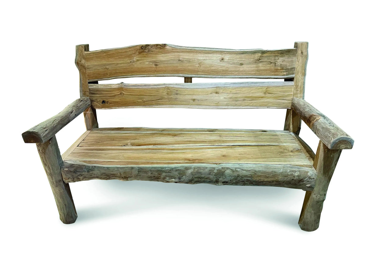 Rustic Solid Teak Chunky Garden Bench 170 cm