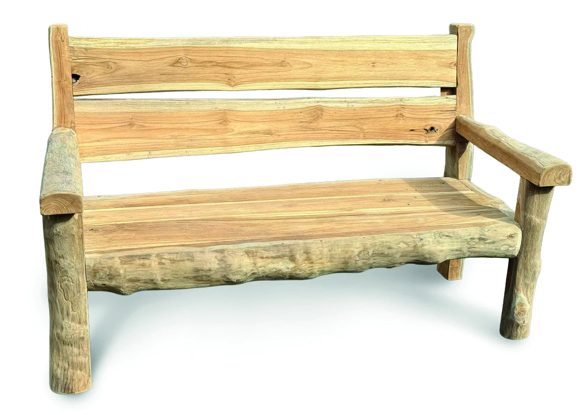 Rustic Solid Teak Chunky Garden Bench 170cm