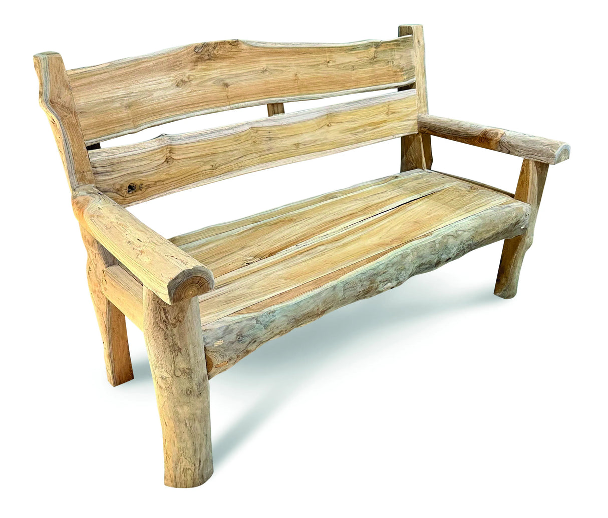Rustic Solid Teak Chunky Garden Bench 170cm