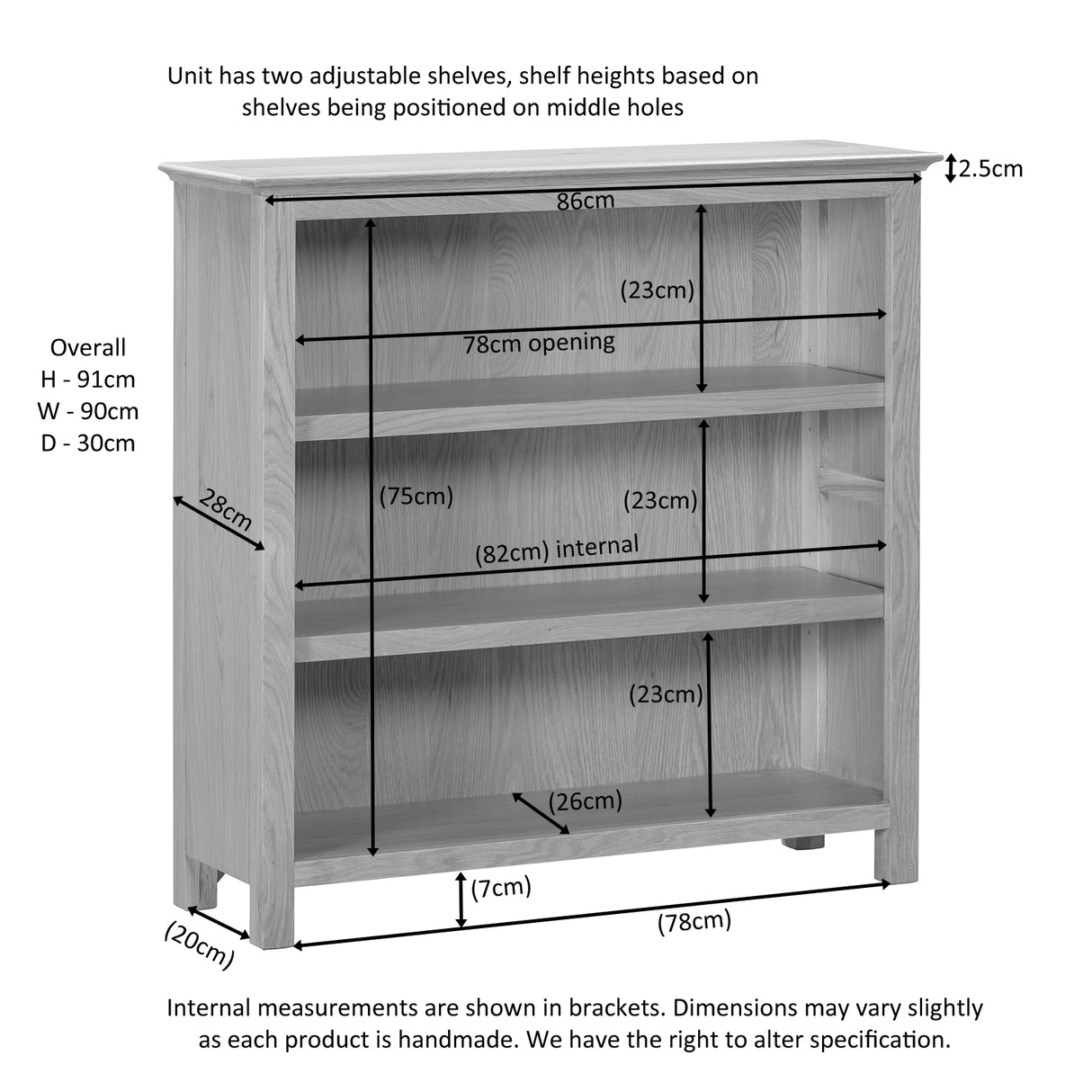 3' Low Bookcase