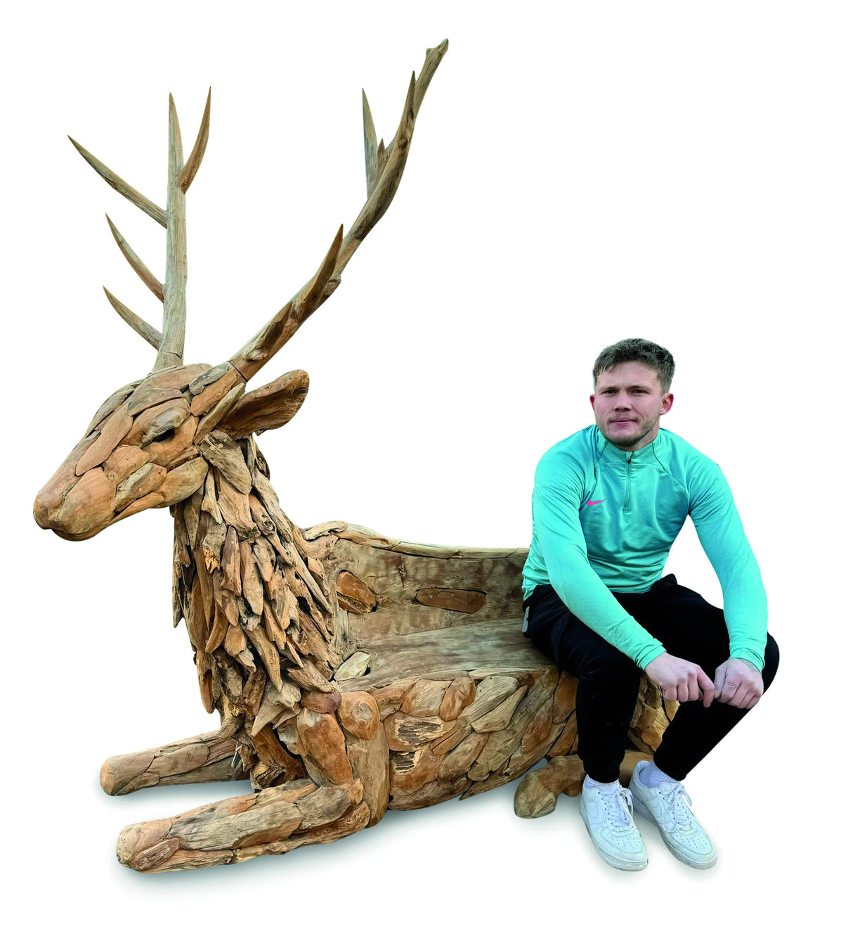 TEAK STAG BENCH LARGE