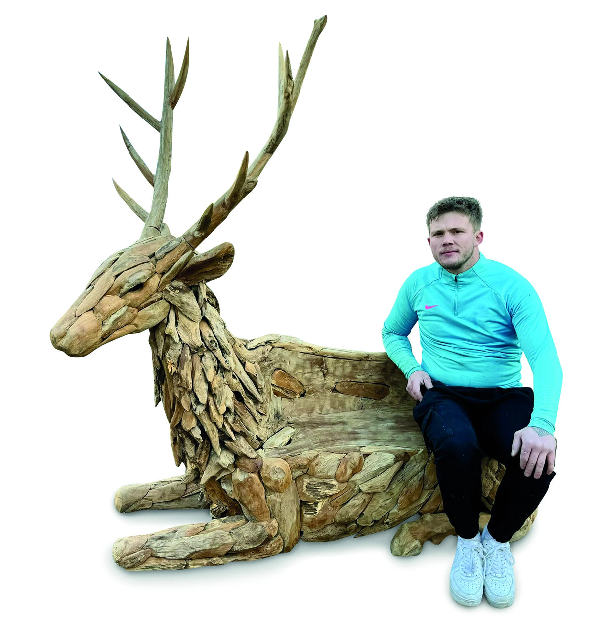 TEAK STAG BENCH LARGE