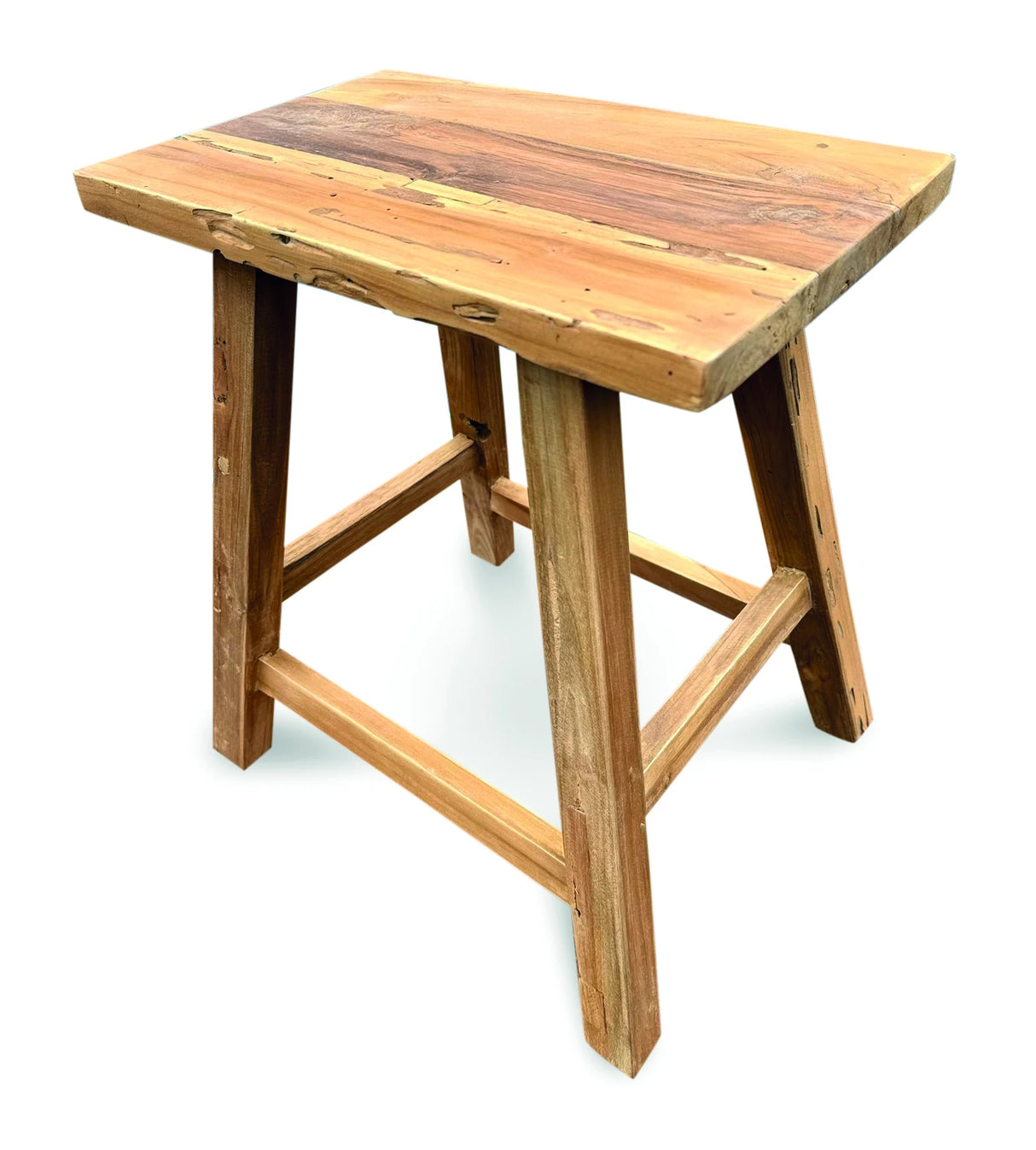 HENLEY RECYCLED TEAK END TABLE-STOOL