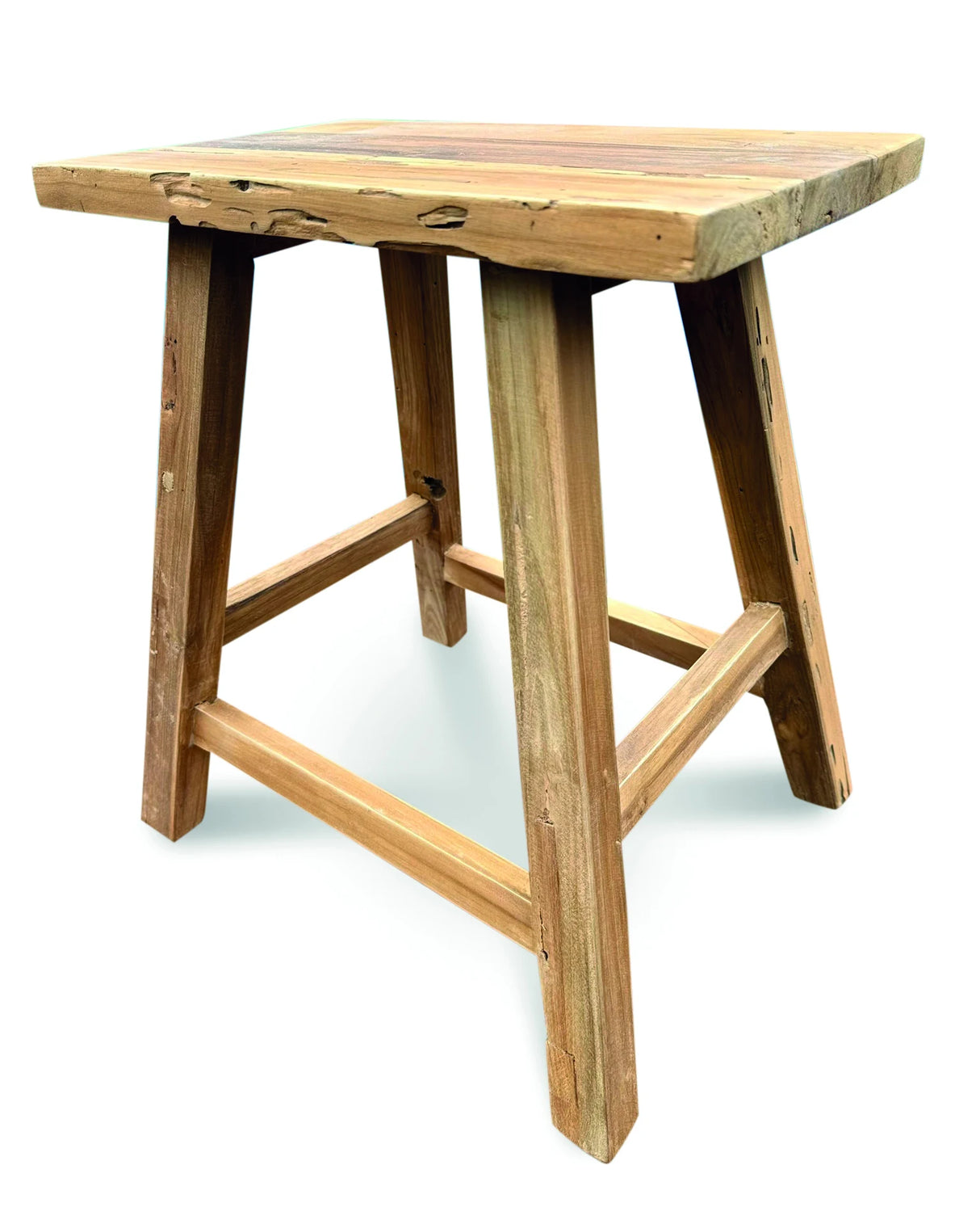 HENLEY RECYCLED TEAK END TABLE-STOOL