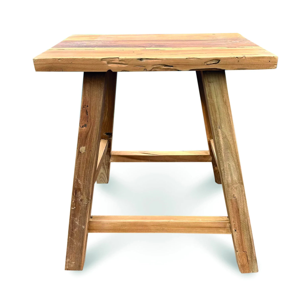 HENLEY RECYCLED TEAK END TABLE-STOOL