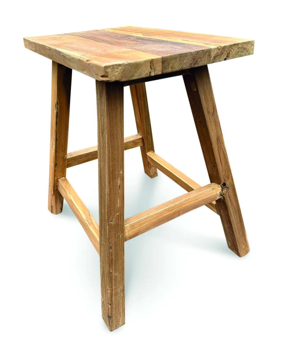 HENLEY RECYCLED TEAK END TABLE-STOOL