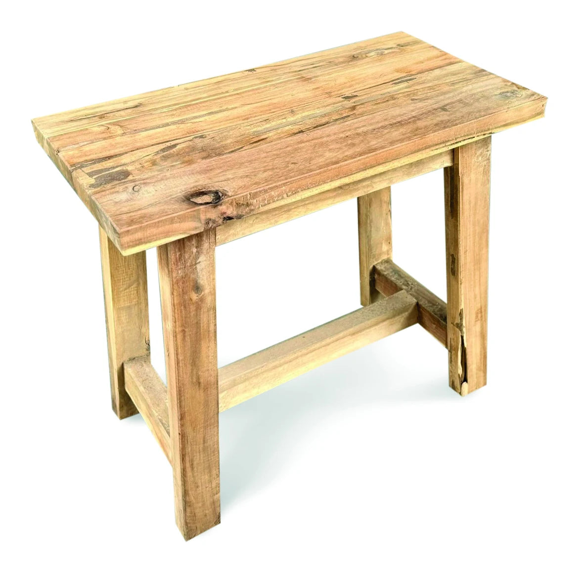 HENLEY RECYCLED TEAK END TABLE-STOOL