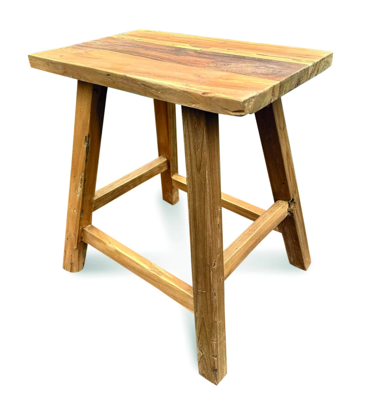 HENLEY RECYCLED TEAK END TABLE-STOOL