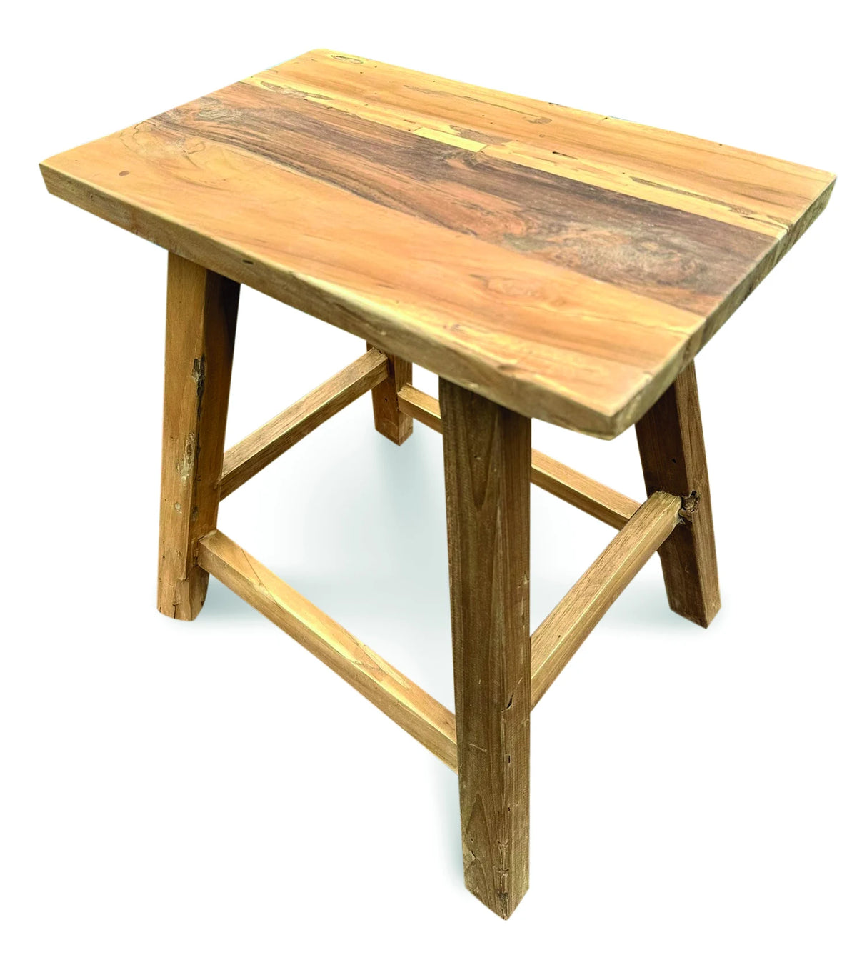 HENLEY RECYCLED TEAK END TABLE-STOOL