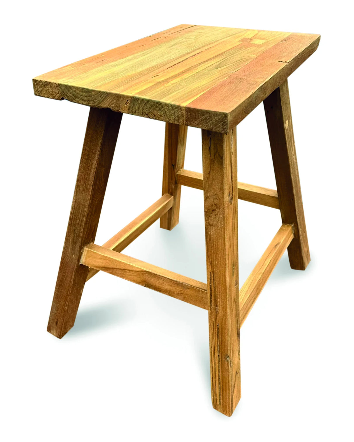 HENLEY RECYCLED TEAK END TABLE-STOOL