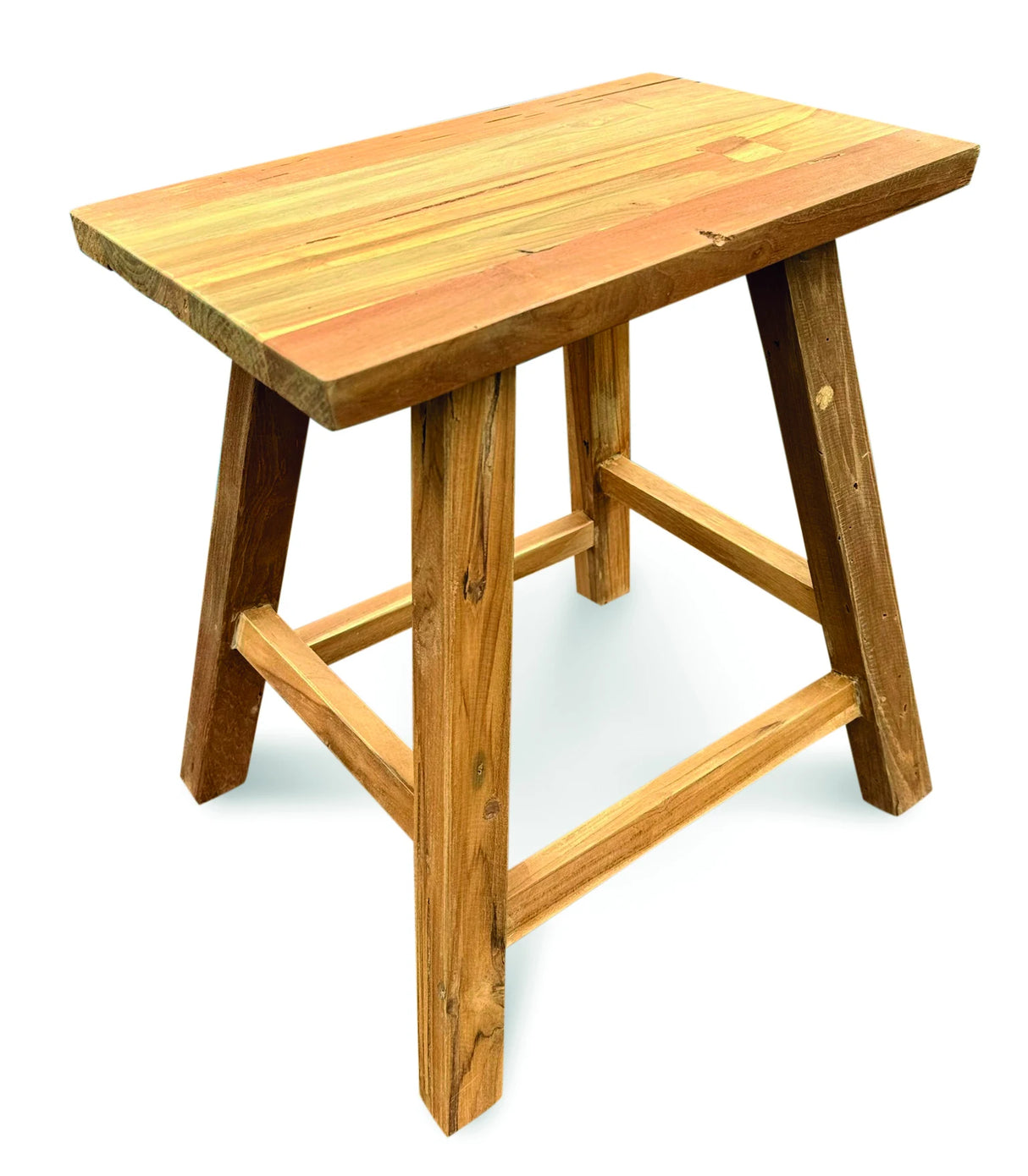 HENLEY RECYCLED TEAK END TABLE-STOOL