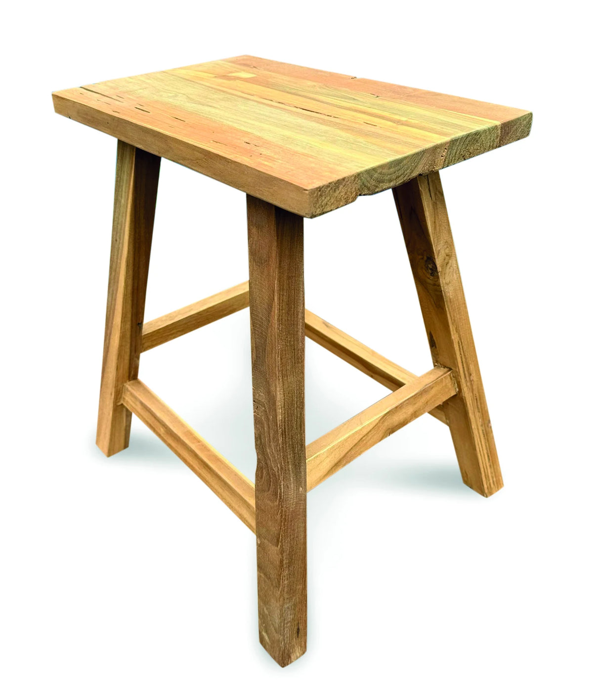 HENLEY RECYCLED TEAK END TABLE-STOOL