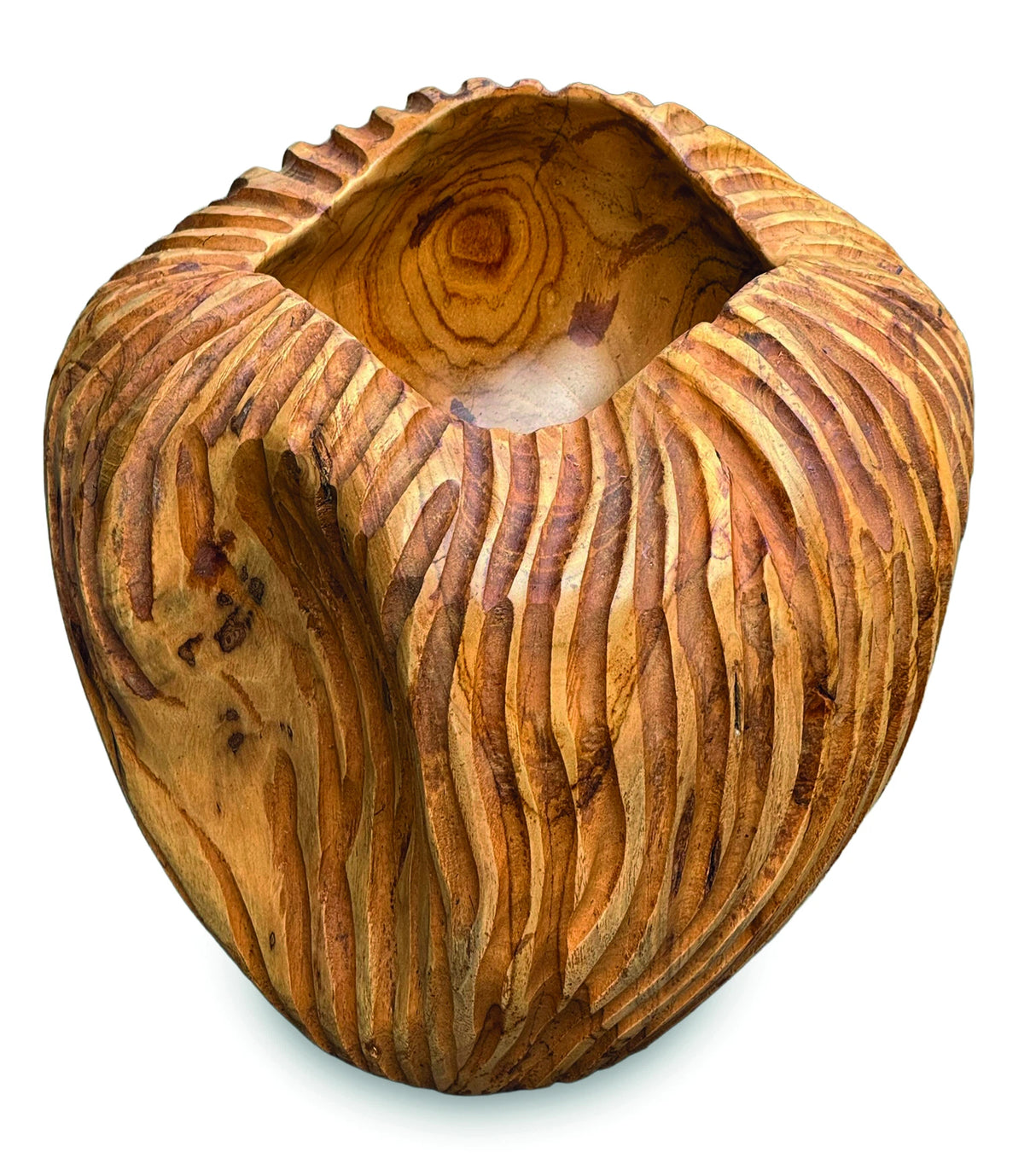Striped Teak Vase 22-25cm