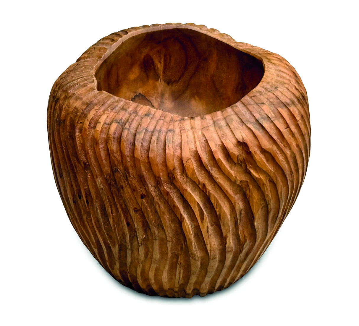 Striped Teak Vase 22-25cm
