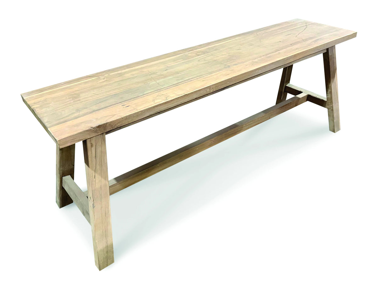 RECLAIMED TEAK BACKLESS BENCH 120CM