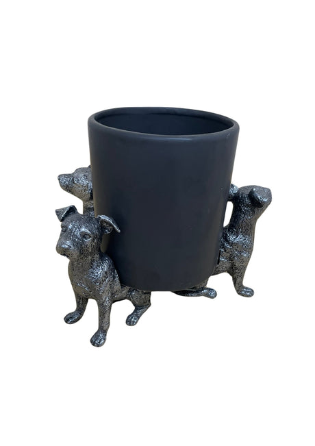 Set Of Silver Jack Russell Dog Pot Risers