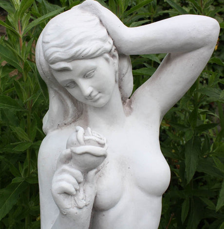 Stone Effect Lady With Rose Statue
