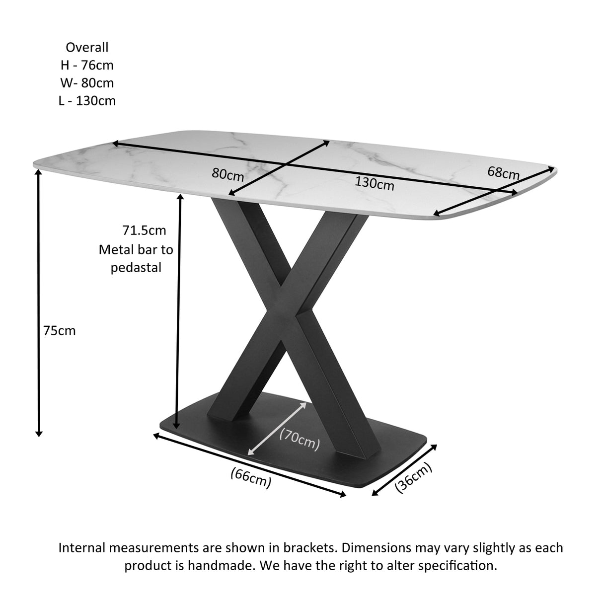 Small Fixed Dining Table - In White Stone