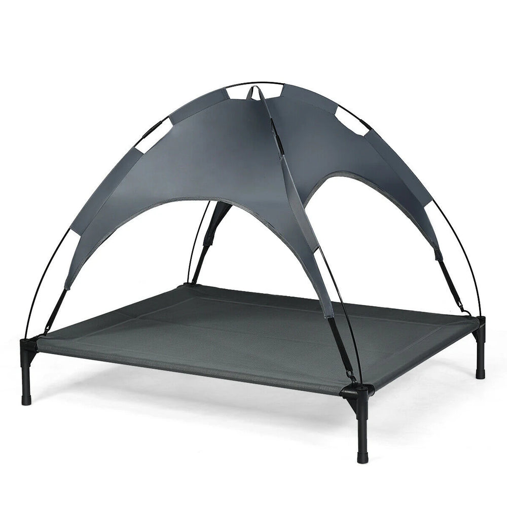 Elevated Pet Cot with Detachable Canopy Shade & Sturdy Steel Frame-XL