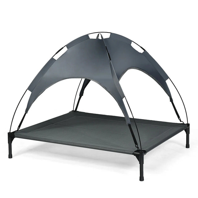Elevated Pet Cot with Detachable Canopy Shade & Sturdy Steel Frame-XL
