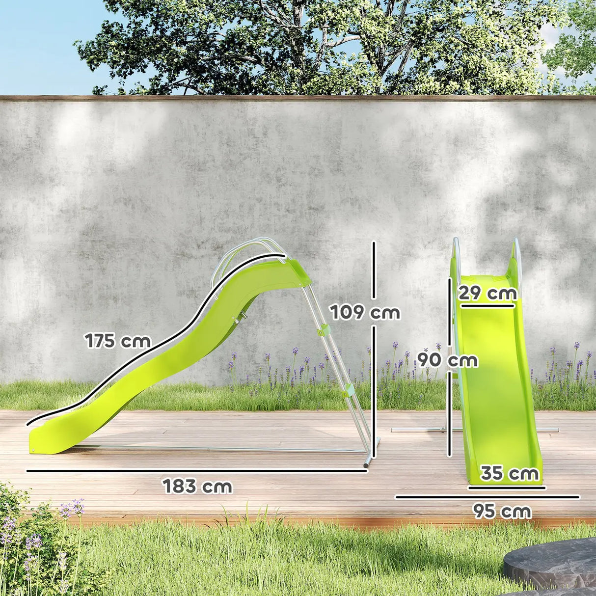 AIYAPLAY Freestanding Kids Slide with Climbing Ladder, Outdoor Playground Equipment for Ages 3-8 Years, Green