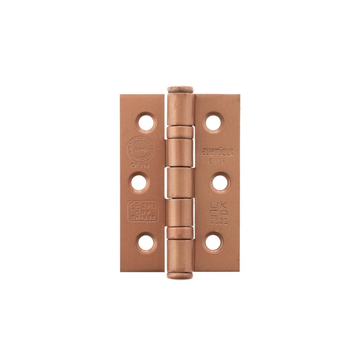 Atlantic CE Fire Rated Grade 7 Ball Bearing Hinges 3" x 2" x 2mm - Urban Satin Copper - Pair