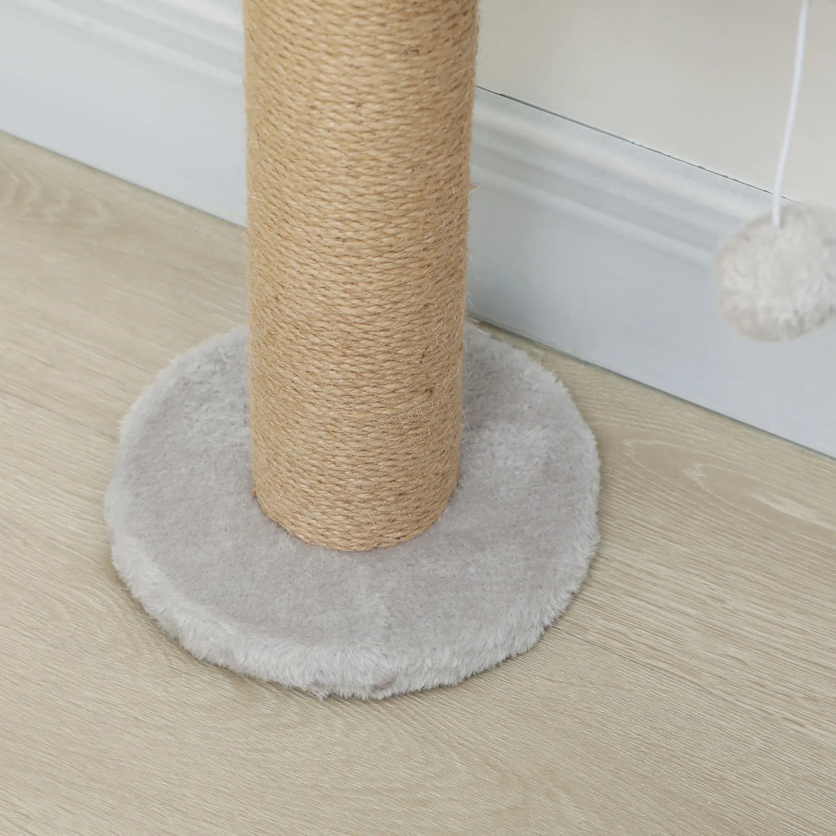 PawHut Wall Mounted Cat Shelves, Cat Climbing Wall with 4 Climbing Platforms, Jute Scratching Post and Toy Ball,180cm Tall, Light Grey