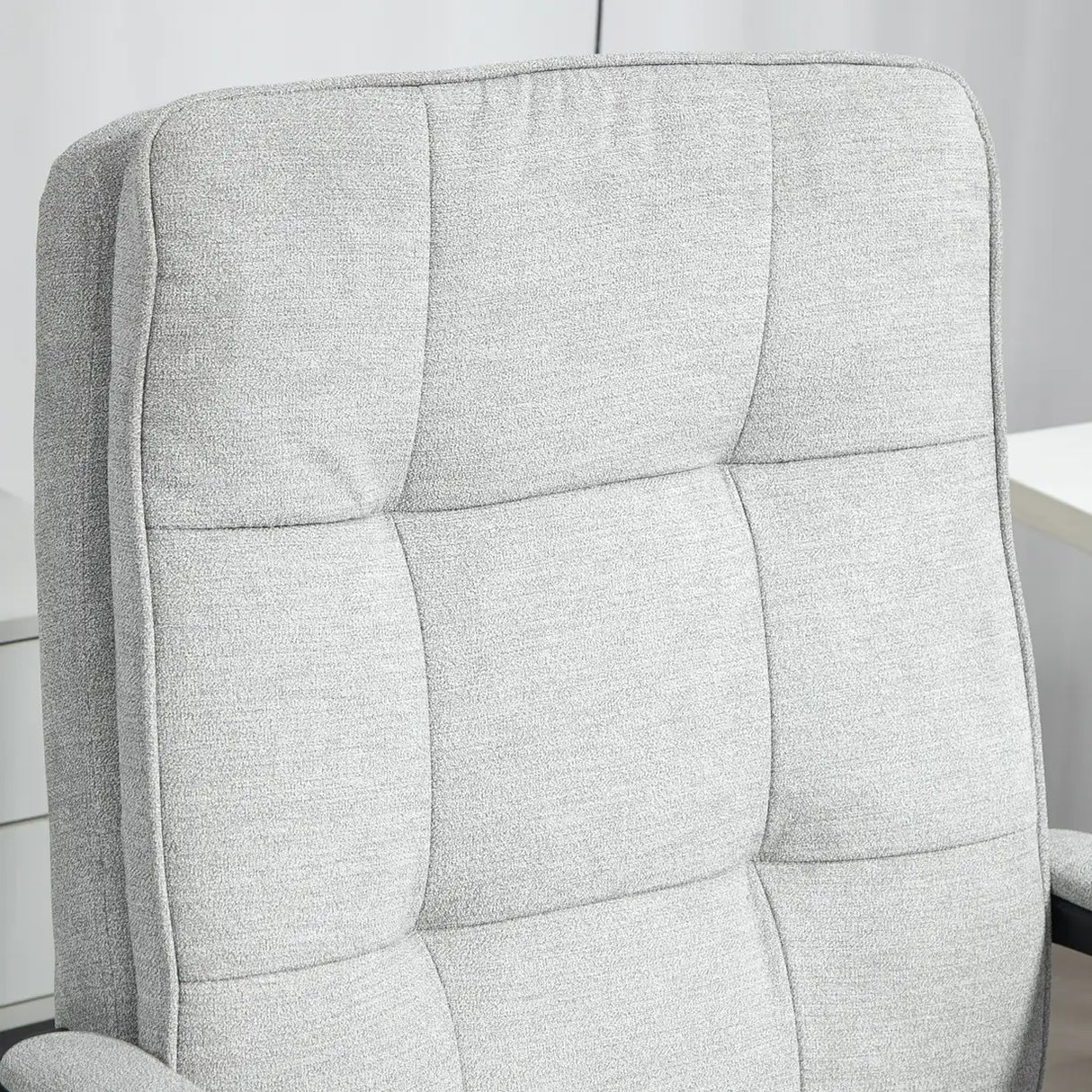 HOMCOM Linen-Look Double-Padded Office Chair - Grey