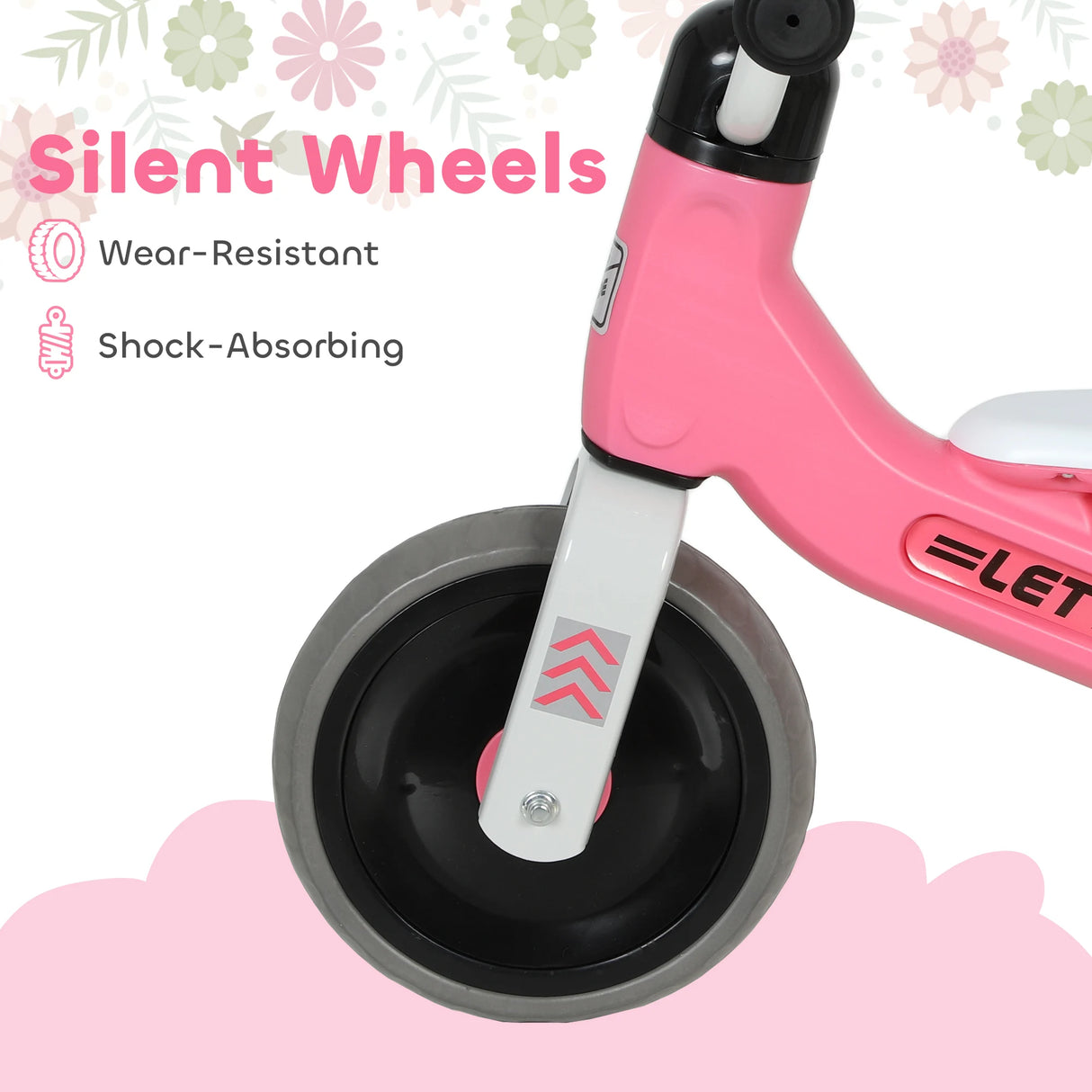 AIYAPLAY Toddler Balance Bike with No Pedal, 3 Silence Wheels for 12-36 Months Boys and Girls, Indoor Outdoor, Pink