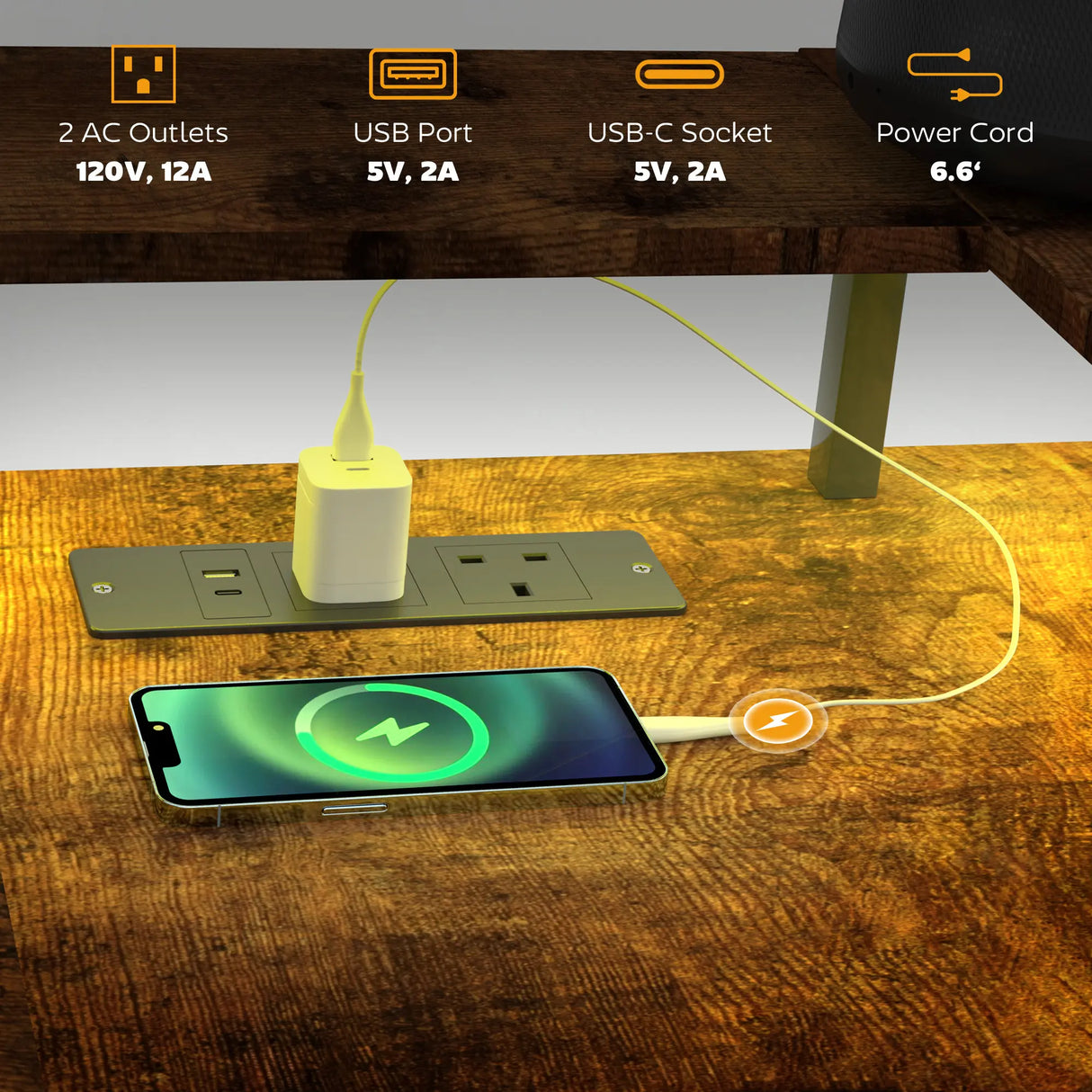 HOMCOM LED Light 'L' Computer Desk, with Shelves - Brown