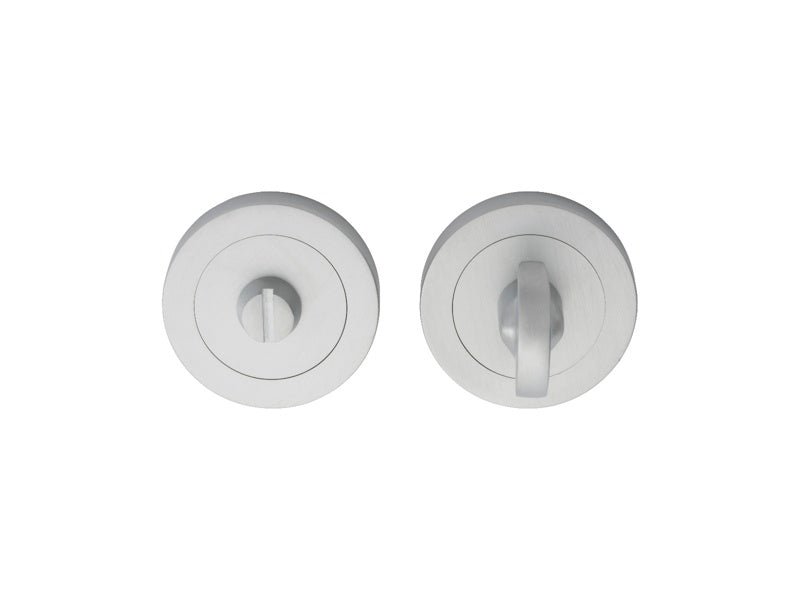 TURN & RELEASE ON CONCEALED FIX ROUND ROSE (4.9 X 80MM LONGER SPINDLE) - SATIN CHROME - 51MM - SET